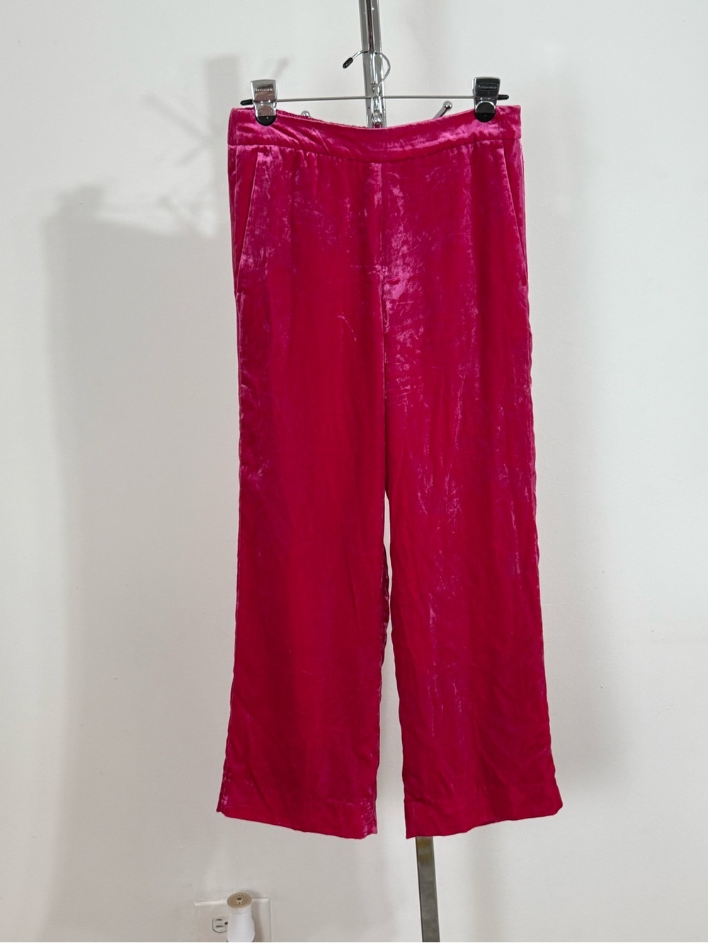 J. Crew Women’s Pink Velvet Peyton Pull On Pants Cropped Elastic Waist 6 NWT